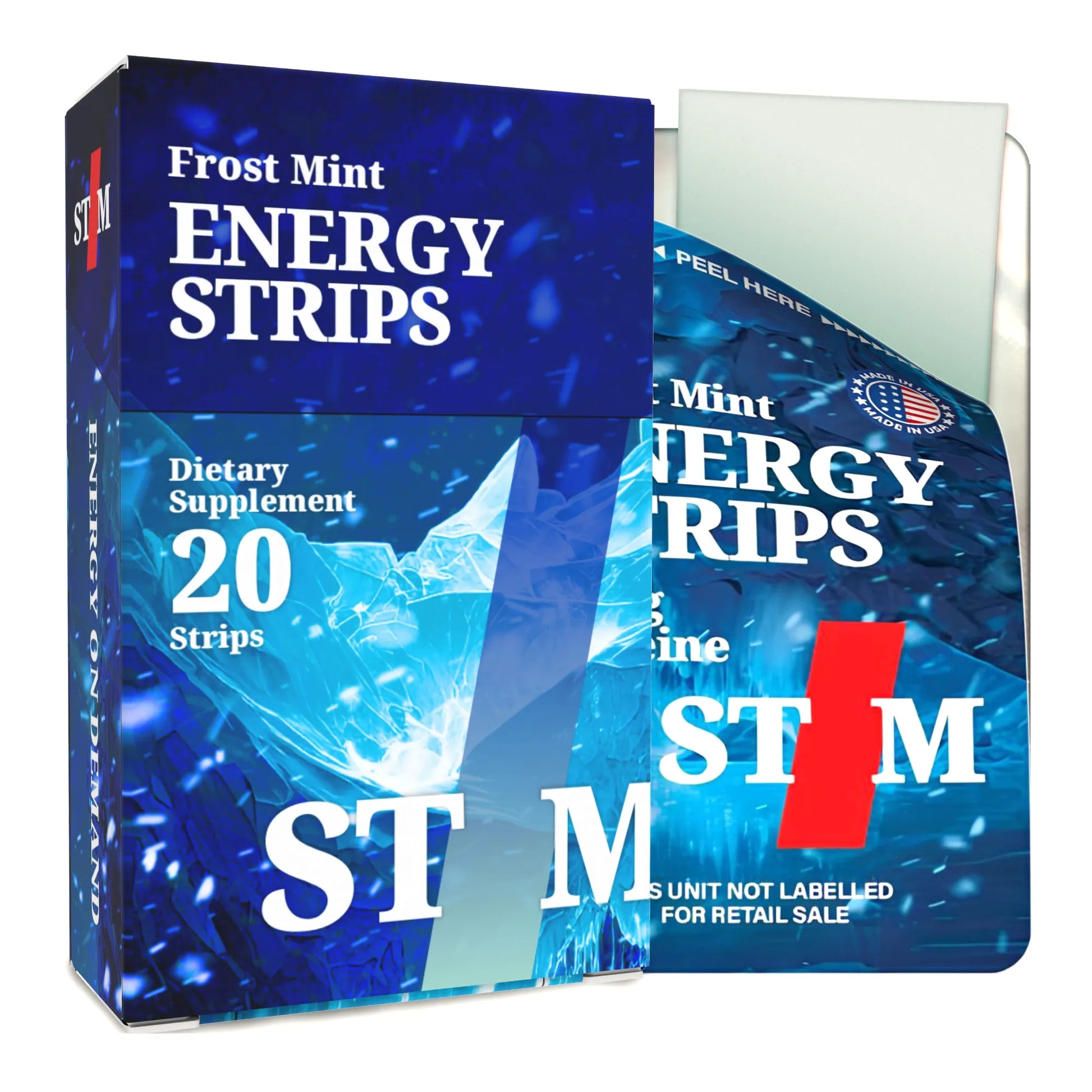 STIM Frost Mint Energy Strips packaging and branding