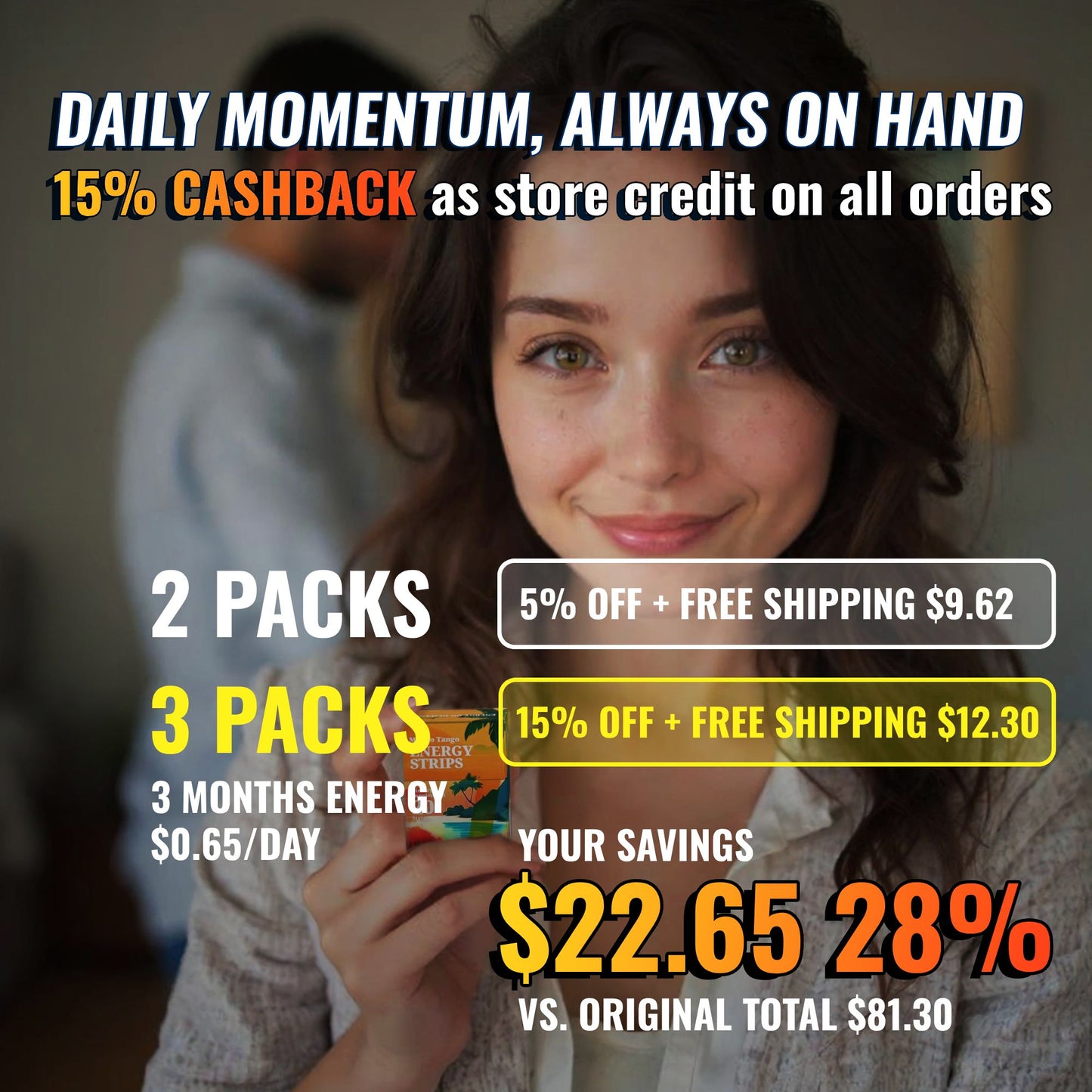 Bundle promo with big savings if you buy 2 or 3 packs of STIM Energy Strips