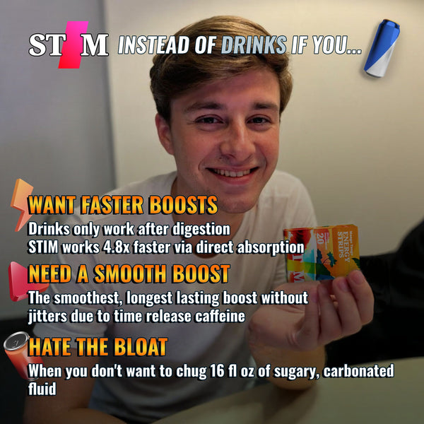 Image of the benefits of STIM Energy Strips vs energy drinks